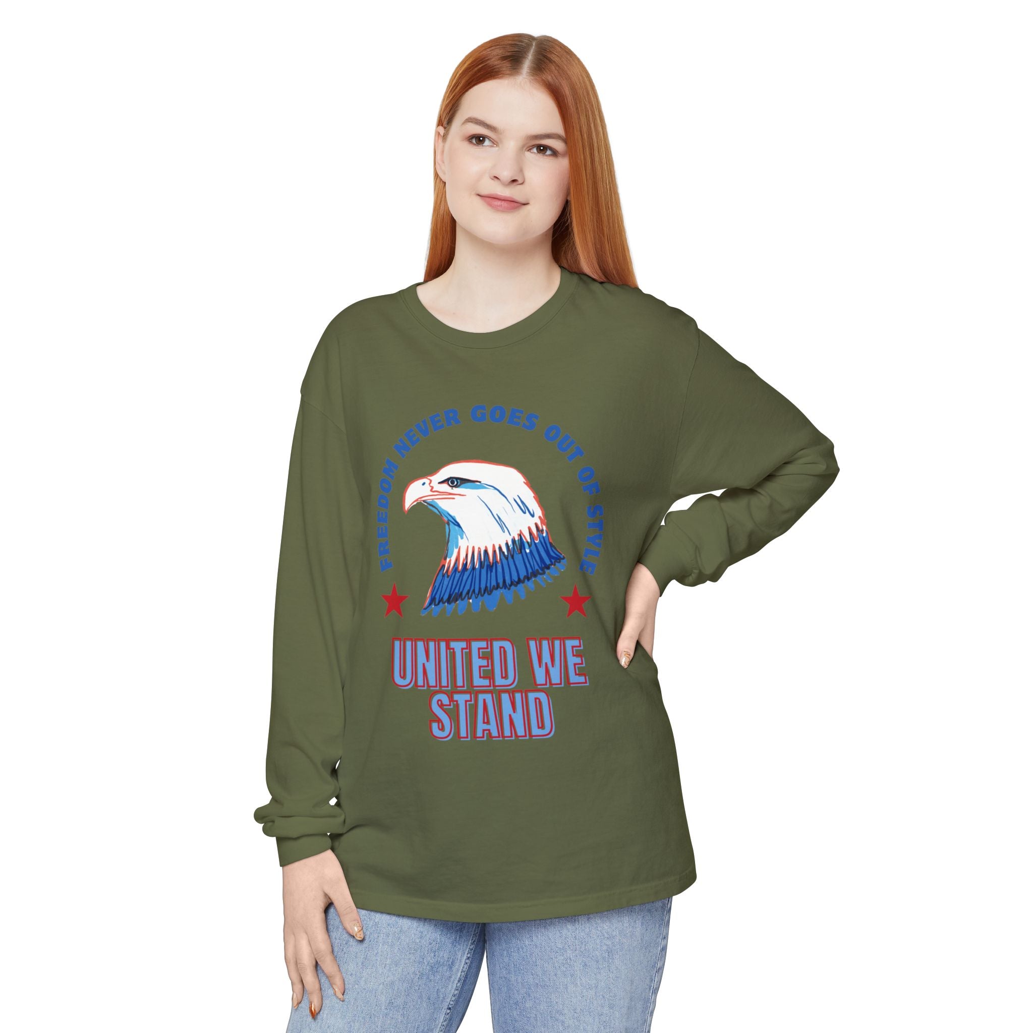 Patriotic Long Sleeve T-Shirt Perfect for Celebrating Holidays, Independence Days