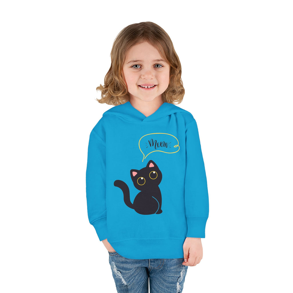 Black Cat Toddler Fleece Hoodie, Cute Kids Pullover, Cat Lover Gift, Birthday Present, Cozy Toddler Clothes