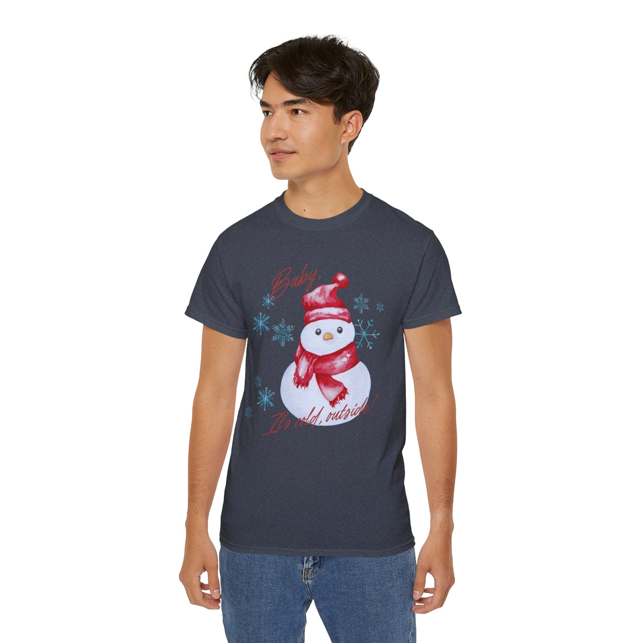 Winter Wonderland Snowman Tee, Unisex Cotton T-Shirt for Holiday Cheer, Christmas Party, Gift, Cozy Winter Apparel