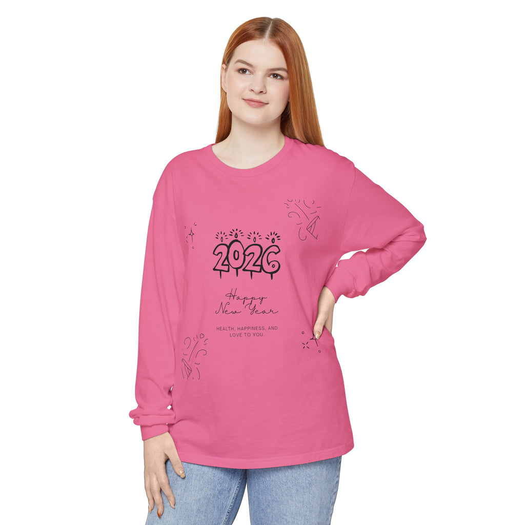 2026 Happy New Year Long Sleeve T-Shirt | Cozy Holiday Top, Unisex Style, Celebration Apparel, Gift for Him/Her, Festive Fashion