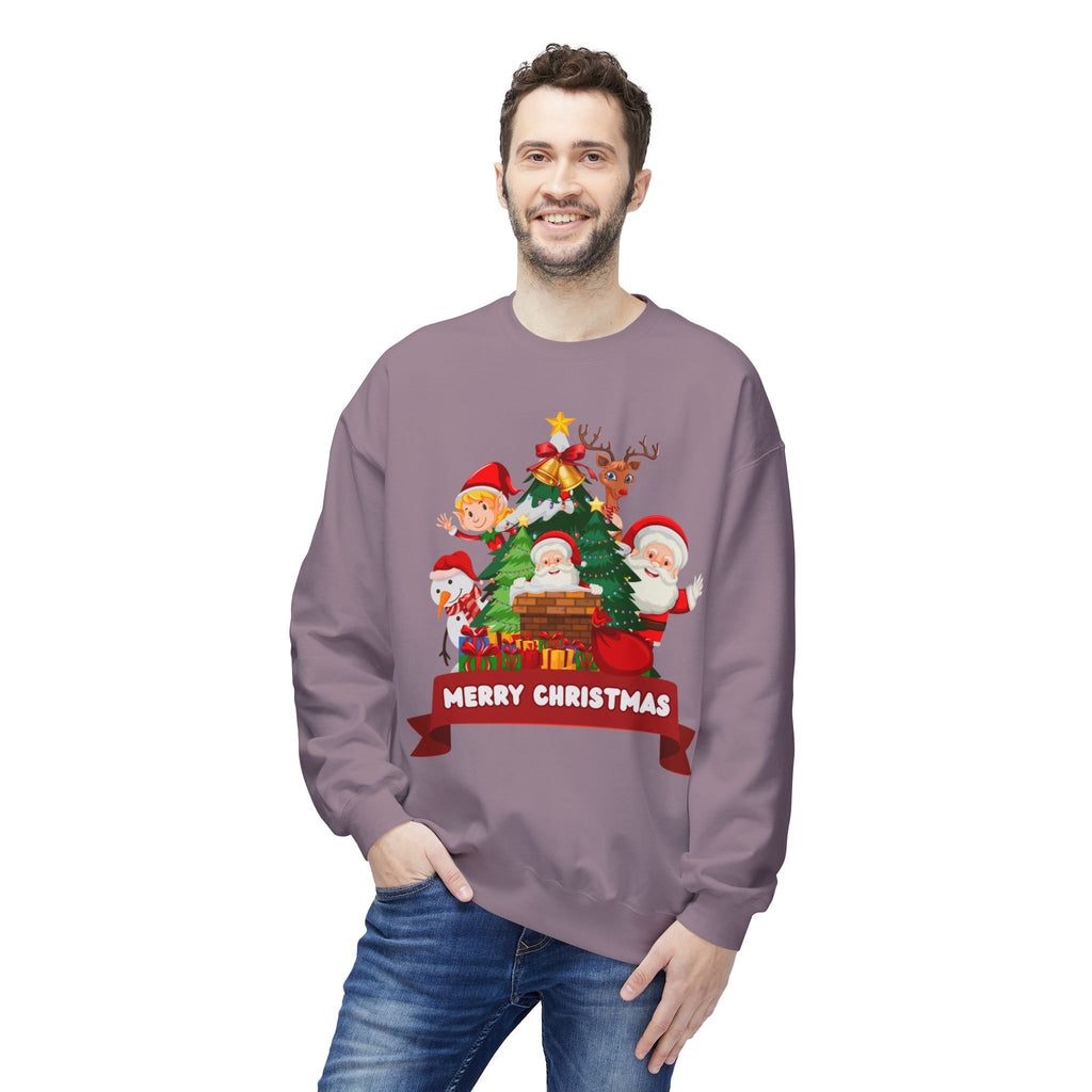 Festive Christmas Sweatshirt, Cozy Holiday Crewneck, Merry Christmas Gift, Family Matching Sweatshirt, Winter Apparel, Santa Design