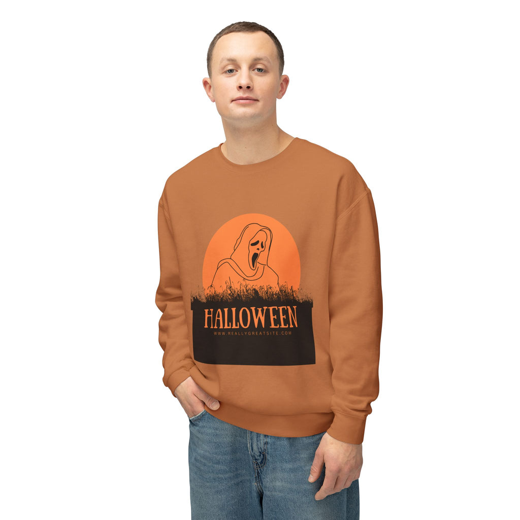 Halloween Ghost Unisex Lightweight Crewneck Sweatshirt, Fall Fashion, Cozy Gift, Halloween Party, Spooky Season Apparel