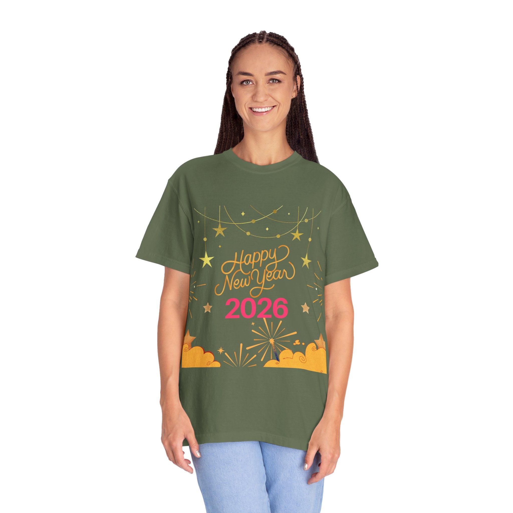 New Year Celebration T-Shirt | Unisex Garment-Dyed Tee with Happy New Year 2026 Design, Festive Apparel, Holiday Gift, Party Wear