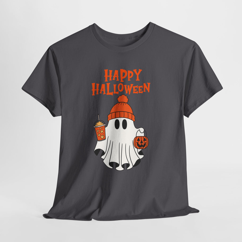 Happy Halloween Ghost Tee, Unisex Cotton T-Shirt, Halloween Apparel, Fall Fashion, Cute Halloween Gift, Ghost Tee