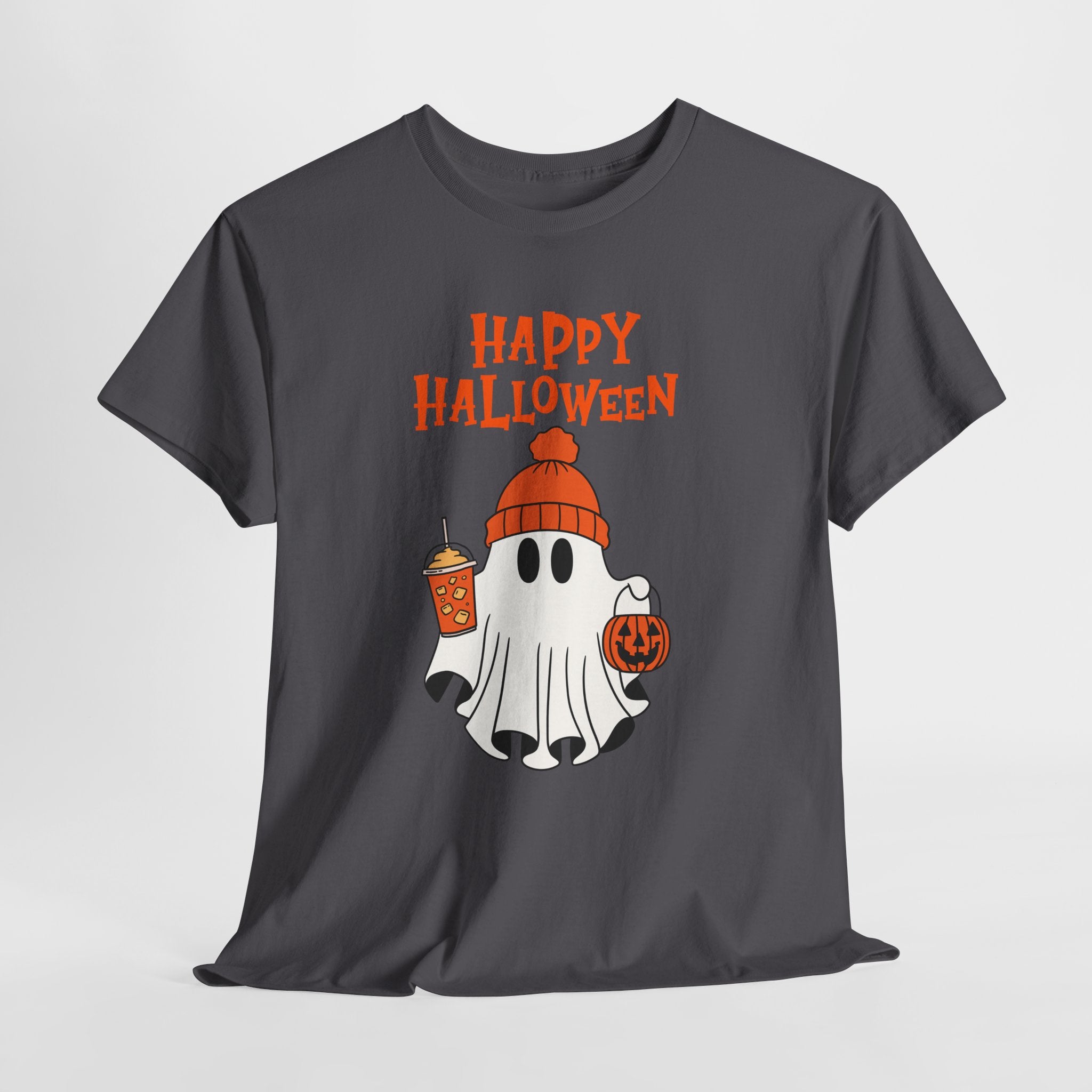 Happy Halloween Ghost Tee, Unisex Cotton T-Shirt, Halloween Apparel, Fall Fashion, Cute Halloween Gift, Ghost Tee