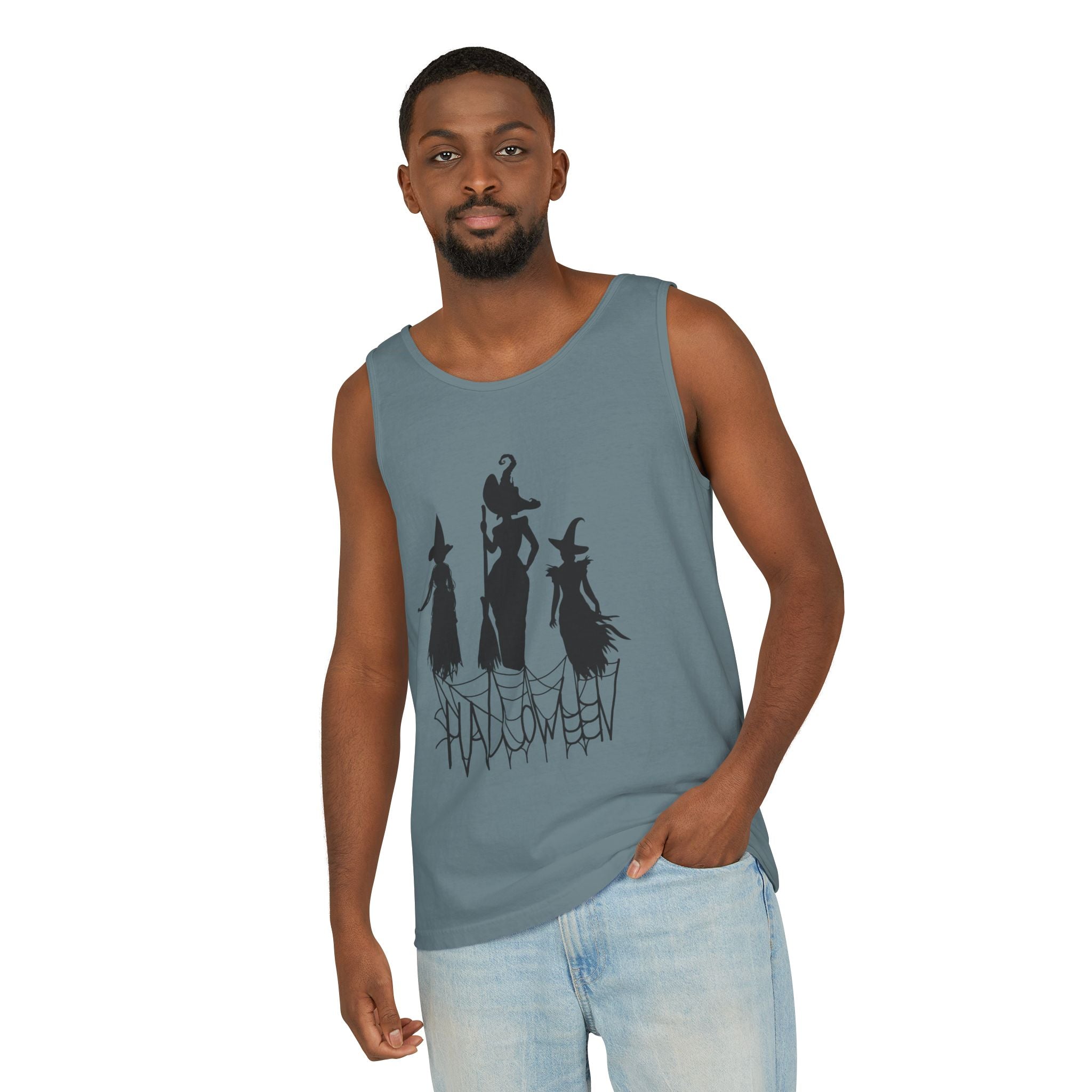 Halloween Witches Tank Top, Spooky Summer Shirt, Unisex Beach Wear, Fall Festival Apparel, Halloween Party Top