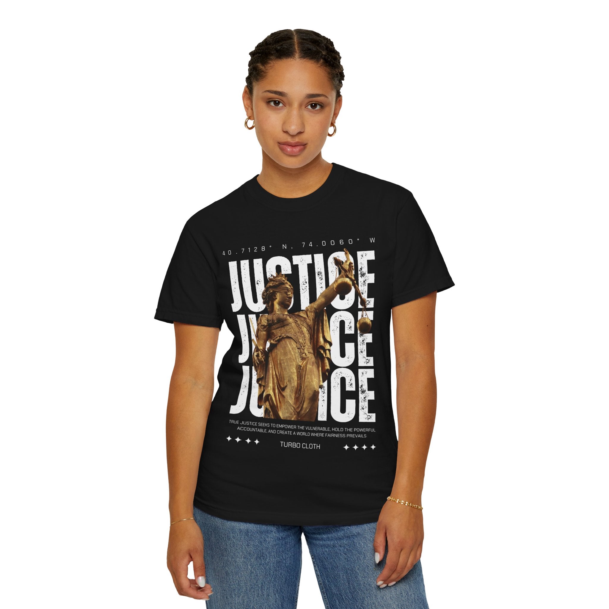 Justice Statue Unisex T-shirt, Casual Wear, Inspirational Gift, Equality Shirt, Art-Inspired Clothing, Birthday Gift, Statement Tees