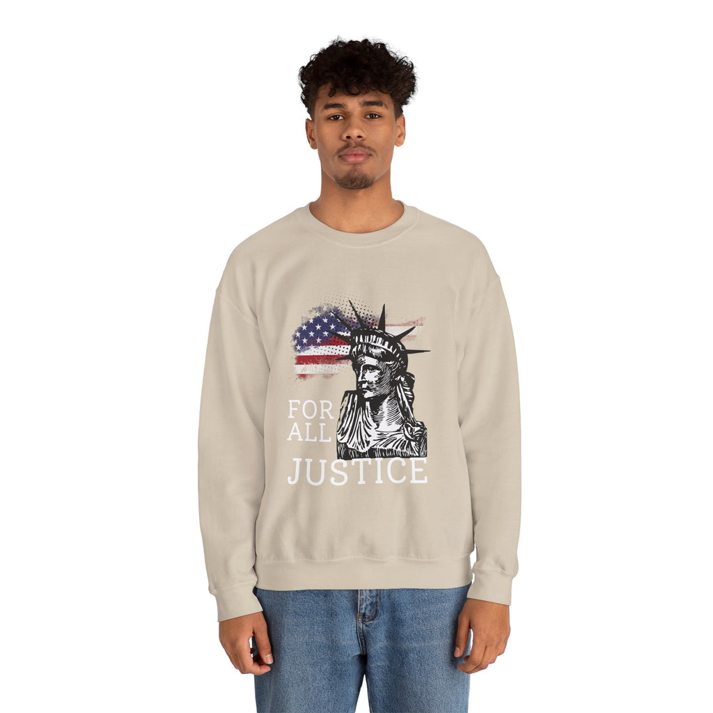 Justice Crewneck Sweatshirt - Unisex Heavy Blend, Patriotic Apparel, Comfortable Gift for Activists, USA Theme, Everyday Wear