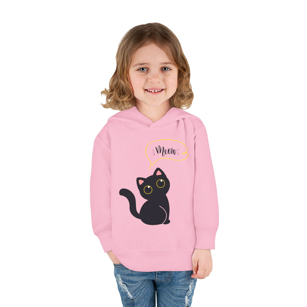 Black Cat Toddler Fleece Hoodie, Cute Kids Pullover, Cat Lover Gift, Birthday Present, Cozy Toddler Clothes