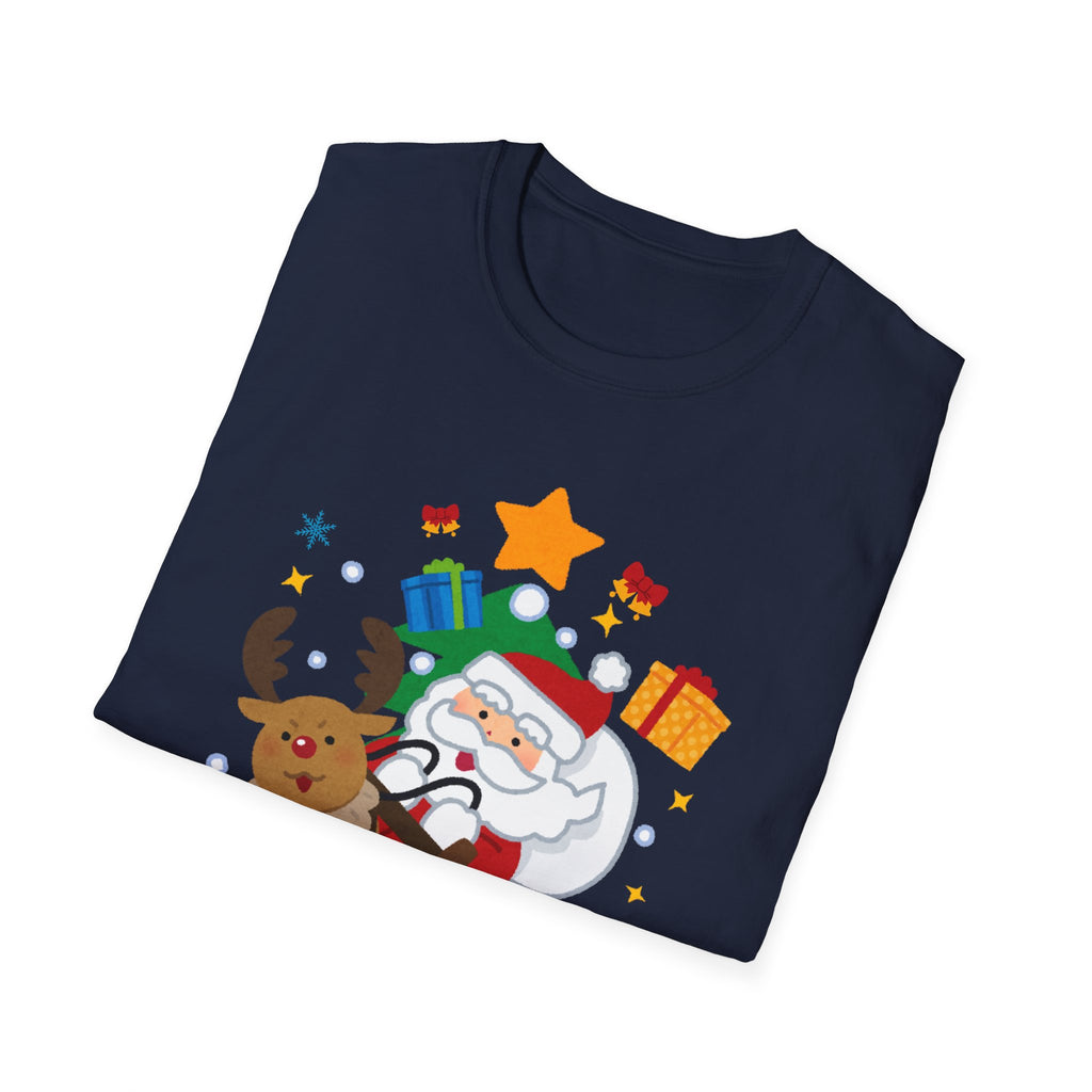 Festive Santa T-Shirt with Merry Christmas Design, Unisex Holiday Tee, Christmas Gift, Family Gathering Apparel, Cozy Winter Wear